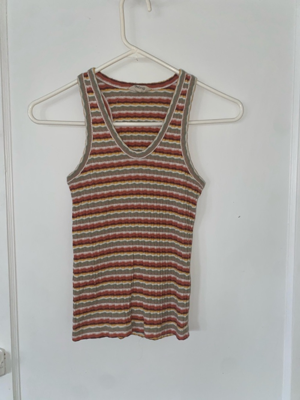 Madewell Striped Ribbed V-Neck Tank in Earth Tones